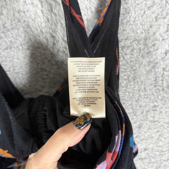 Anthropologie Moulinette Soeurs Willa Floral Jumpsuit Size‎ S Black Wide Leg Bow - Picture 10 of 10